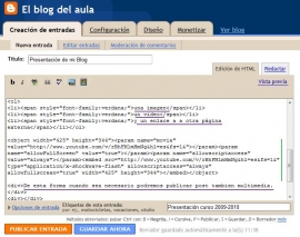 Código html en entrada blog