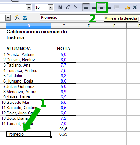Alinear a la derecha