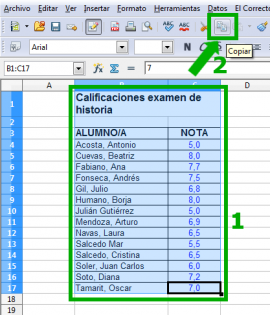 Copiar datos
