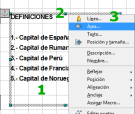 Menú Área