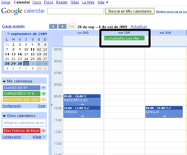 Detalle cumpleaños en calendario