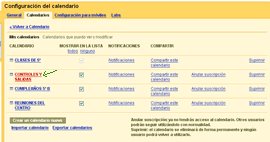 Configuración calendario