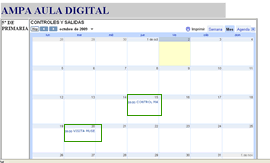 Vista calendario publicado en web