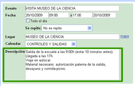 Detalles del evento