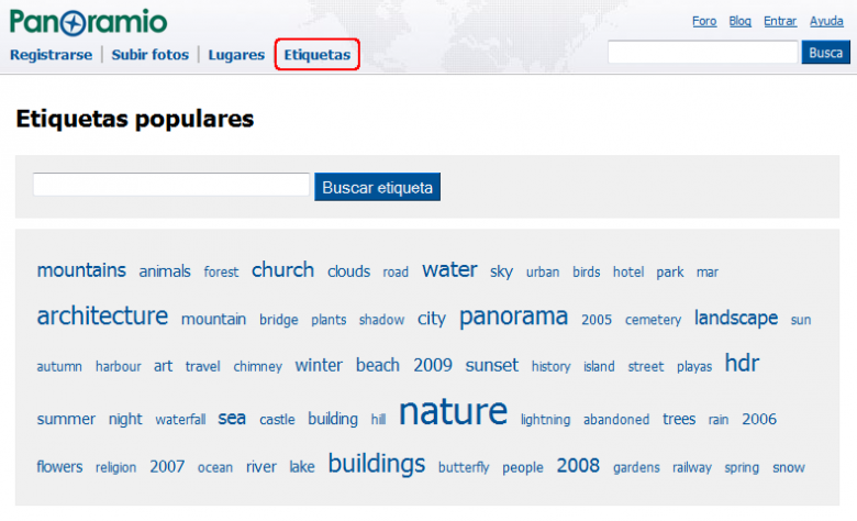 Nube de etiquetas