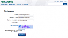 Formulario registro Panoramio