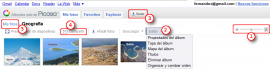 Opciones en pantalla álbum web