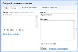 Cuadro diálogo del Google Docs para compartir un archivo