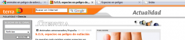 Navegador Mozilla Firefox con 4 pestañas, en la que se despliega el sitio de Terra