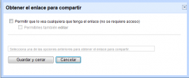 Cuadro diálogo del Google Docs para compartir un archivo