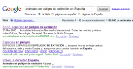Ejemplo de resultados obtenidos luego de una búsqueda en Google