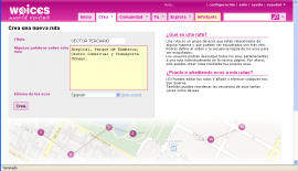 Woices. Paso 2 para crear una ruta: consignar Título y palabras clave